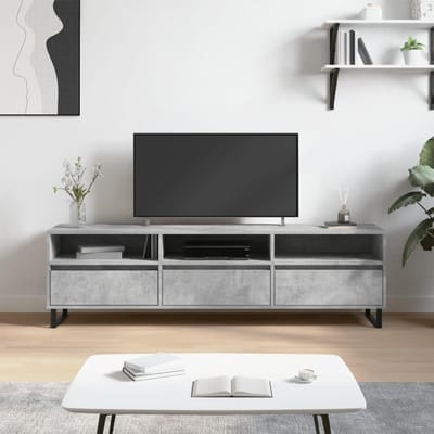 TV Meubel - Televisie Meubel - Opbergen Woonkamer - Veel Opbergruimte - 150x30x44.5 cm - Betongrijs