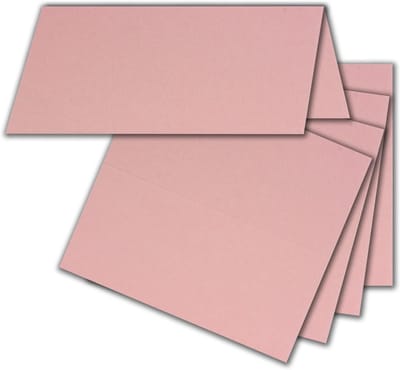 250x Blanco Oudroze Tafelkaarten Dubbel - Naamkaartjes en Plaatskaartjes voor Bruiloft en Feest