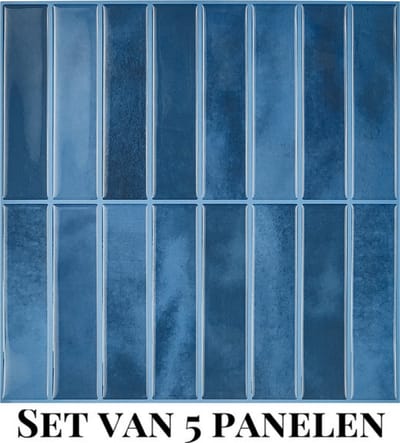 Wallways Wandpanelen - Plaktegels - Set van 5 Tegels - Tegelsticker - Zelfklevende Tegels - 25 x 25 cm - Waterdicht - Krasbestendig - Hittebestendig - 3M Kleeflaag - 2MM dik - Deep Blue