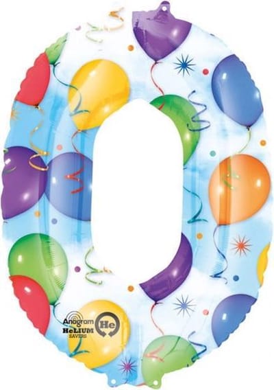 Grote "0" Ballon & Serpentines Folie Ballon 66 x 88 cm