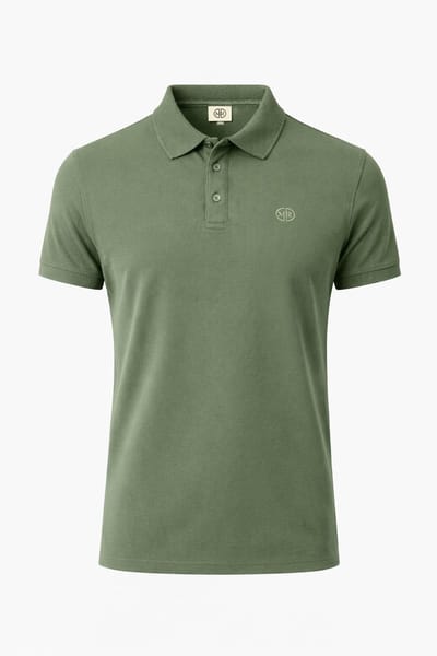 Mario Russo Polo shirt Vittorio Button-Up - Polo Shirt Heren - Poloshirts heren - Katoen - Agave Groen