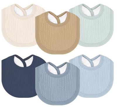 Mousseline Slabbetjes 6 Stuks - Verstelbare Katoenen Kwijlen Slabbetjes voor Baby's, Meerkleurig, One Size