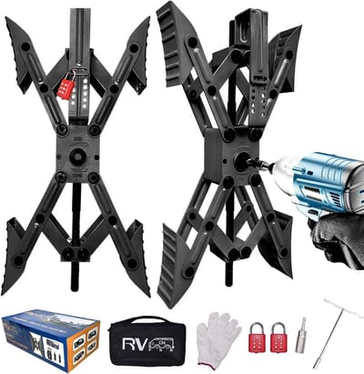 Set van 2 Wielkeggen Stabilisatoren voor Caravan en Camper - Heavy Duty Blokken met Ratsluiting