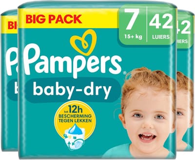 Pampers Baby-Dry luiers - Maat 7 (15+kg) - 126 stuks (= 3 x 42 luiers)