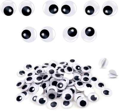 Dailygoods- Wiebelogen 100 Stuks - Zelfklevend - Rond - Zwart/Wit - 15 mm - Kunststof Ogen voor Scrapbooking - Googly Eyes