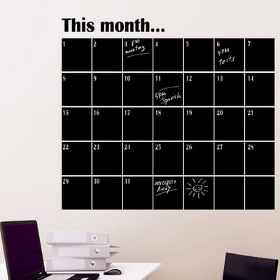 Schoolbordsticker - uitwisbare zelfklevende muurstickers - MAANDKALENDER - 200x50cm