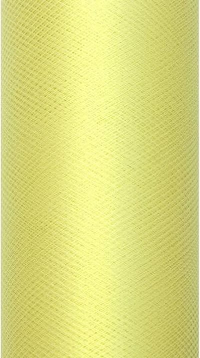 Partydeco Licht geel tule - 30 cm breed x 9 meter - OP = OP
