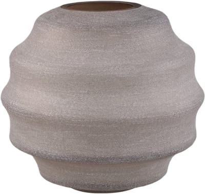 PTMD Elladie Beige Round Glass Layered Vase Low