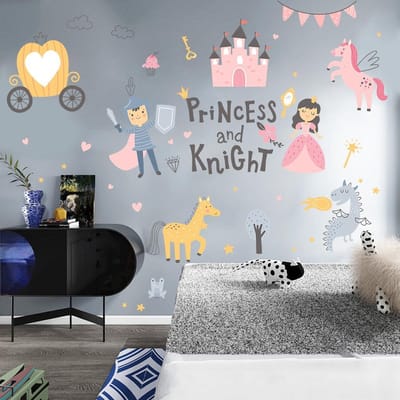 Muursticker | Prinses | Ridder | Wanddecoratie | Muurdecoratie | Slaapkamer | Kinderkamer | Babykamer | Jongen | Meisje | Decoratie Sticker