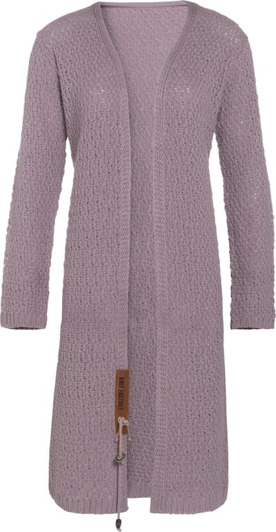 Knit Factory Luna Lang Gebreid Vest Mauve - Gebreide dames cardigan - Lang vest tot over de knie - Zwart damesvest gemaakt uit 30% wol en 70% acryl - 36/38