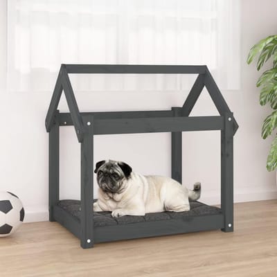 Hondenbed Hout - Hondenbank Meubel - Binnen Rusten - Massief Grenenhout Frame - 71x55x70 cm - Grijs