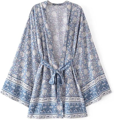 Kimonojas Strand - Bohemian Cover-up - Zomerse Uitstapjes - Bloemenprint - Kort Model - Multicolor