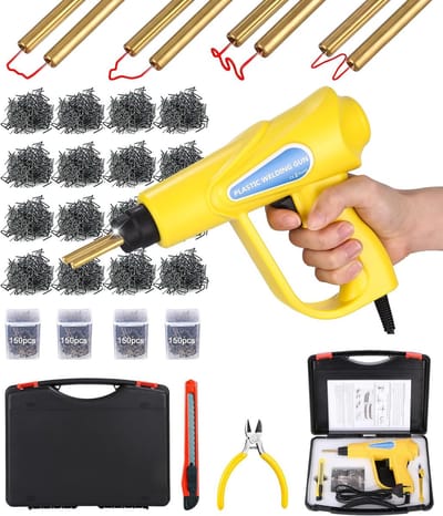 Hot stapler kunststof reparatie set – 600 stuks, 70W, voor auto bumper,Hot stapler set met laspistool – eenvoudig scheuren lassen in plastic