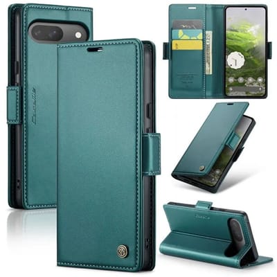 CaseMe Wallet Case met RFID Bescherming en Magneetsluiting voor Google Pixel 9 / 9 Pro / 10 / 10 Pro _ Groen