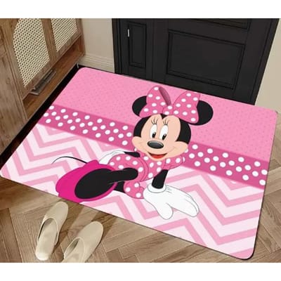 Disney 101 Dalmatiërs Welkomstmat Antislip Deurmat met Elegant Zwart Roze Ontwerp met Rozen Perfect voor Huisdecoratie 40x60cm