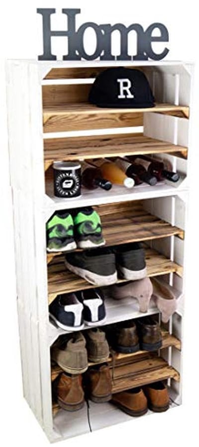 Set van 3 multifunctionele houten kisten voor schoenen, wijn en decoratie