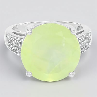 Cavill - zilveren ring 925 Sterling - 8,56 ct Australische Prehniet en 16 Witte Topaas - modern elegant luxe sieraad ring maat 17