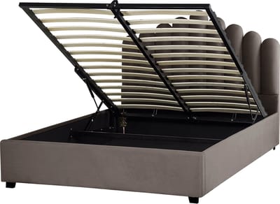 VINCENNES - Bed met opbergruimte - Taupe - 160 x 200 cm - Fluweel