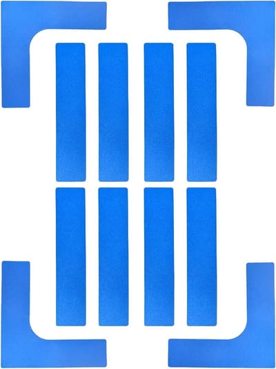 Veldmarkeringsset - Sportmarkeringen Pickleball lijnen - Sportvelden aanleggen - Antislip en windbestendig - 4x L-vorm 8x lang - Blauw