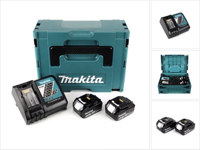Makita 196866-5 18V Li-Ion accu starterset (2x 4.0Ah) + lader in Mbox