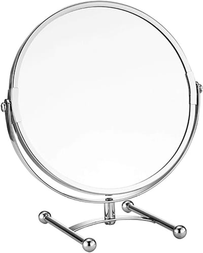 Make-up Spiegel - Tafelspiegel Vergrootglas - Gezichtsverzorging - Dubbelzijdig Draaibaar - 2X Vergroting - Zilver