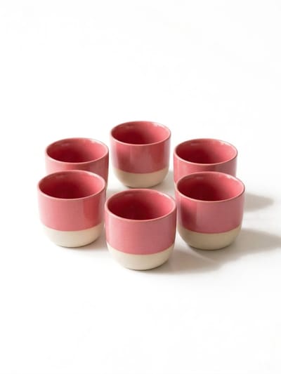 Proefer 6x Roze Keramieken Koffiekopjes & Theekopjes – 150ml - Steengoed Kopjes met Glazuur – Vaatwasser- & Magnetronbestendig – Moderne Koffie Kopjes