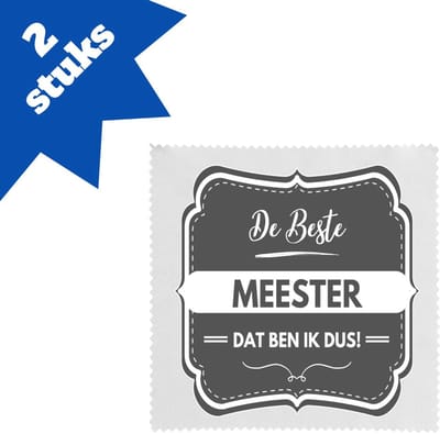 Akyol - de beste meester brillendoekjes - Meester - geweldige meester - school - verjaardagscadeau - afscheidscadeau - kado - 17,8 bij 17,8 cm - 2 stuks