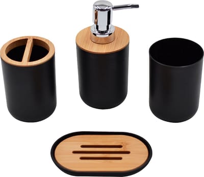 SensaHome - Badkamer Set - Toilet Accessoires - Industriële Stijl - Modern - 5-delig - WC - Zwart