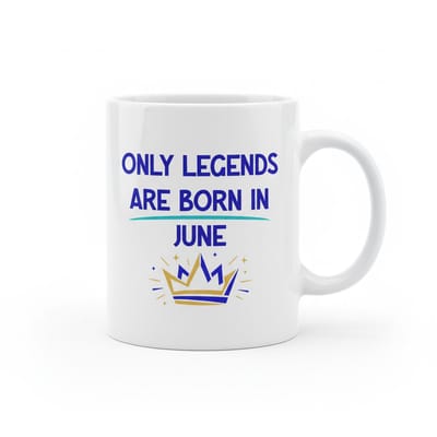 Verjaardag Tekst Koffiemok “Only Legends Are Born in June” – Kroon Design Verjaardagscadeau – 330 ml Keramische Mok