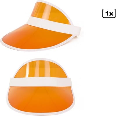 Zonneklep transparant oranje - Sport en spel carnaval zon hoed foute party strand hawai tropical thema grappig en fout