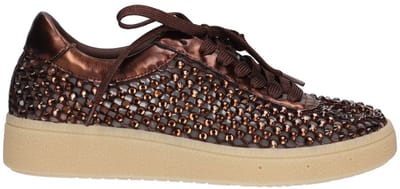 La Strada Sneaker Met Steentjes Bruin Mesh - Damesschoenen - Maat - 36