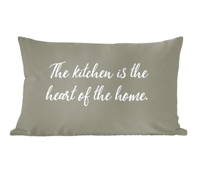 Sierkussens - Kussentjes Woonkamer - 60x40 cm - Spreuken - The kitchen is the heart of the home - Quotes