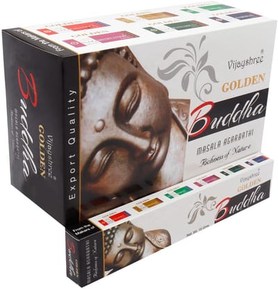 GROOTVERPAKKING WIEROOK - GEURSTOKJES - GOLDEN BUDDHA - VIJAYSHREE - 12 PAKJES X 15 GRAM - 180 GRAM