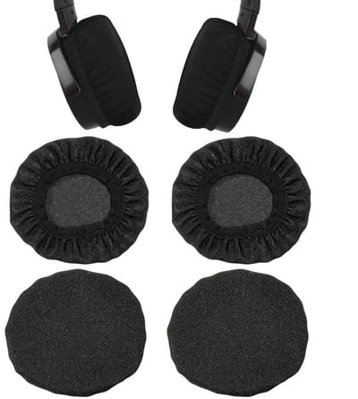 Dailygoods - 4 stuks rekbare wasbare hoofdtelefoon, hoofdtelefoonbescherming, overtrekken, diameter 9 cm, afdekkingen van gebreide stof, oorkussens, cover voor de meeste oortelefoons, hoofdtelefoons van 9