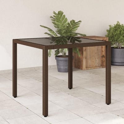 Tuintafel - Buitenmeubel - Terras Genieten - Weerbestendig Polyrotan - 90x90x75 cm - Bruin