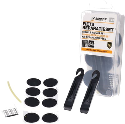Pakket van 2x stuks benson fiets reparatie / gereedschap set 24-delig - Fietsbanden plakken - Fietsgereedschap voor onderweg