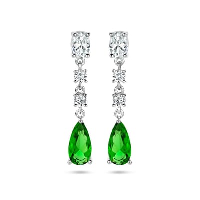 Zilver Gerhodineerd Oorhangers Wit En Groen Zirkonia 1336708