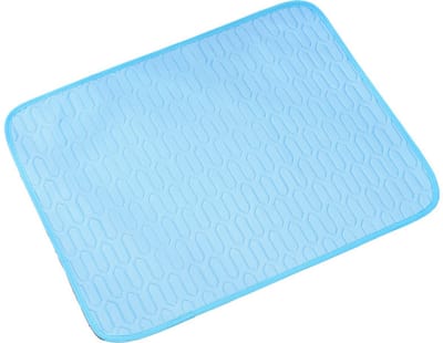 Huisdiermatras van ijszijde - Koelende slaapmat - Draagbare zachte mat - Gemaakt van zelfkoelende stof - Ideaal als huisdierdeken, bankkussen, vloermat of automat - Blauw - 70*55 cm