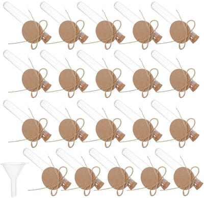 Plastic Proefbuisjes - Vials met Stoppers - Creatieve Projecten - Inclusief Trechter - 20 Sets - Transparant