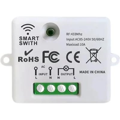 Interrupteur d'interrupteur d'éclairage à télécommande sans fil 433 MHz 110 V 220 V Module relais RF Mini 10 A Transmetteur 100 mètres Pour lampe LED Ventilateur ON OFF China Mainland ancienne argent