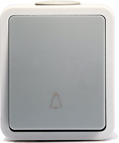 McPower Fix Deurbel Schakelaar - IP54 Vochtbestendige Drukknop - Opbouw - 250V~ / 10A Stekkeraansluiting - Grijs