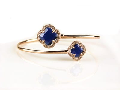 model toi et moi armband in zilver roze verguld donkerblauw