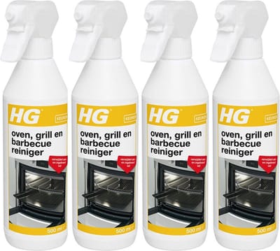 HG oven, grill en barbecuereiniger 500ML - 4 stuks + Gratis KD spons