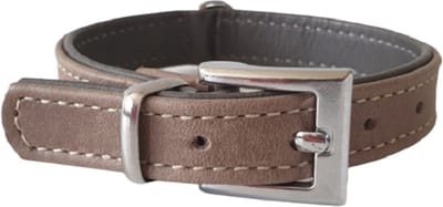 JACK AND VANILLA Nappa Halsband / Hondenhalsband - Nappa Leder - Grijs / Antraciet - Breedte 14 mm - Nekomtrek 15 - 18,5 cm (GELIEVE ALVORENS BESTELLEN OPMETEN)