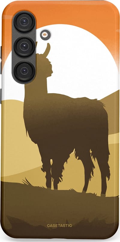 Casetastic Hoesje Geschikt voor Samsung S25 Plus - Stijlvolle Beschermende Duo-layer Case - Silhouet Alpaca