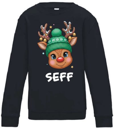 Kersttrui met Naam – Zwart –Maat 86– Gepersonaliseerde Kersttrui met Leuke Print – Livingstickers