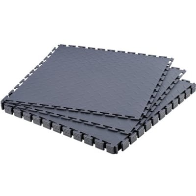 VEVOR PVC Garagevloeren, 8-pack 513x513x5 mm, Werkplaatsvloeren, Industriële vloeren, Klikinstallatie, Antislip PVC-matten met traanplaat voor werkplaats, magazijn, gereedschapsruimte, Grafietgrijs