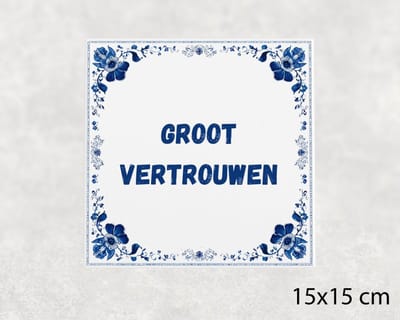 Spreuk tegel 15x15 cm Groot vertrouwen