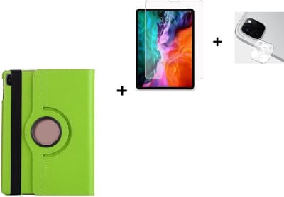 Geschikt voor iPad Pro 11 2021 Hoesje + iPad Pro 11 2021 Screenprotector + iPad Pro 11 2021 Camera Lens Protector - 11 inch - Tablet Cover Case Groen + Screenprotector + Camera Lens Protector