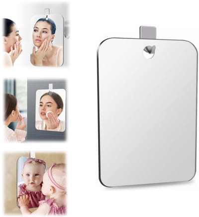 Spiegel - Douchespiegel - Hangende spiegel - Scheerspiegel - Frameloze make-upspiegel - Acrylspiegel - Badkamerspiegel - Onbreekbaar en condenswerend - Inclusief haak - Geschikt voor badkamers, toiletten, kamperen, buiten (20*25cm)